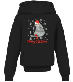 Christmas Cat Grey Cat In Santa Hat Merry Catmas Christmas T-Shirt