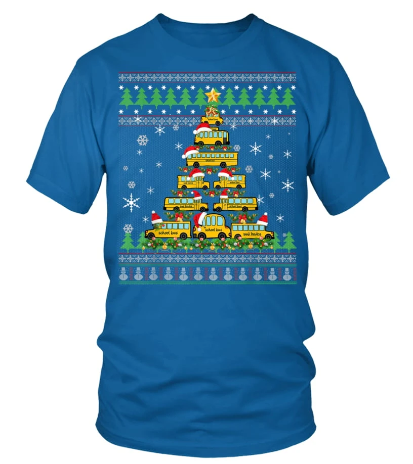 Christmas Tree School Bus Driver Ugly Sweater Gift Men Women T-Shirt 3 Christmas Tree School Bus Driver Ugly Sweater Gift Men Women T-Shirt