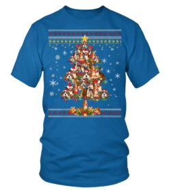 Funny Christmas Tree Basset Hound Merry Xmas Ugly Sweater T-Shirt