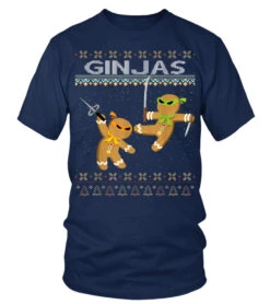 Ginjas Gingerbread Ninjas Funny Ugly Christmas T Shirt