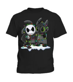 Jack Skellington And Toothless Friends Matching Costume Christmas Lights Shirt