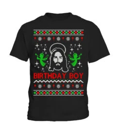 Jesus Birthday Boy Ugly Christmas Sweater Style T-Shirt