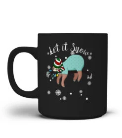 LAZY ELF SLOTH SHIRT LET IT SNOW HOLIDAY CHRISTMAS TSHIRT - HOODIE - MUG (FULL SIZE AND COLOR)
