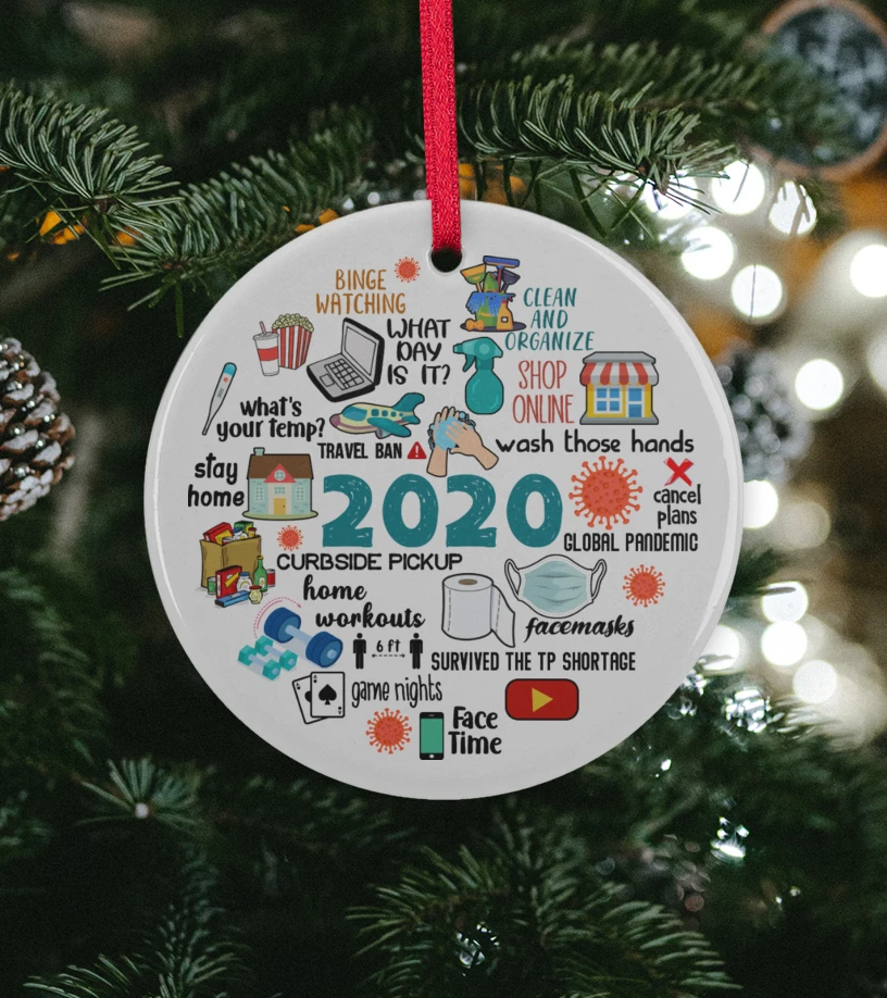 US - 2020 Quarantine Christmas Circle Ornament 4 US - 2020 Quarantine Christmas Circle Ornament – Bild 2