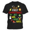 Our First Christmas As Mr And Mrs T-shirt Newly Wed Marriag