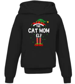 The Cat Mom Elf Family Matching Christmas Group Funny Pajama T-Shirt