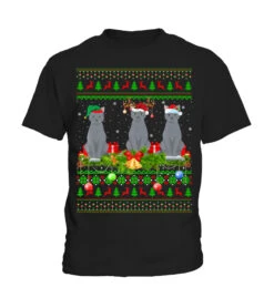 Xmas Lighting Reindeer Santa Ugly Russian Blue Cat Christmas Premium T-Shirt